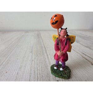 Lemax butterfly trick or treat girl pumpkin balloon Halloween village accessory